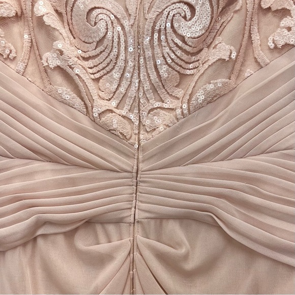 Adrianna Papel Off Shoulder Sequins Tulle Dress Size 8 Blush Pink Party Gown - Picture 12 of 16